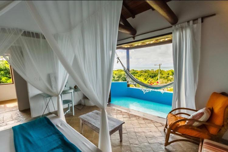 Espelho Bahia Blue House Bed and Breakfast Praia do Espelho Exteriör bild